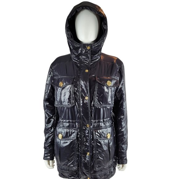 NEW Balmain Black Hooded Padded Glossed-shell Jacket - Picture 2 of 9